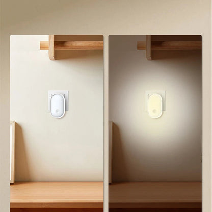 Dimmable Plug-in LED Night Light with Light Sensor - Energy Efficient Nordic Design for Bedroom and Hallway
