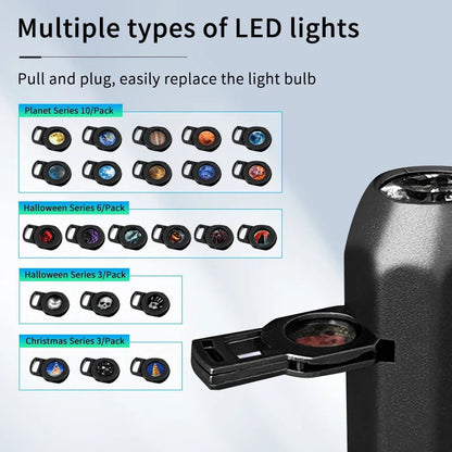 Star Projector Lamp with USB 5V Ceiling Mount | Replaceable Light Strips | Planet and Christmas Designs