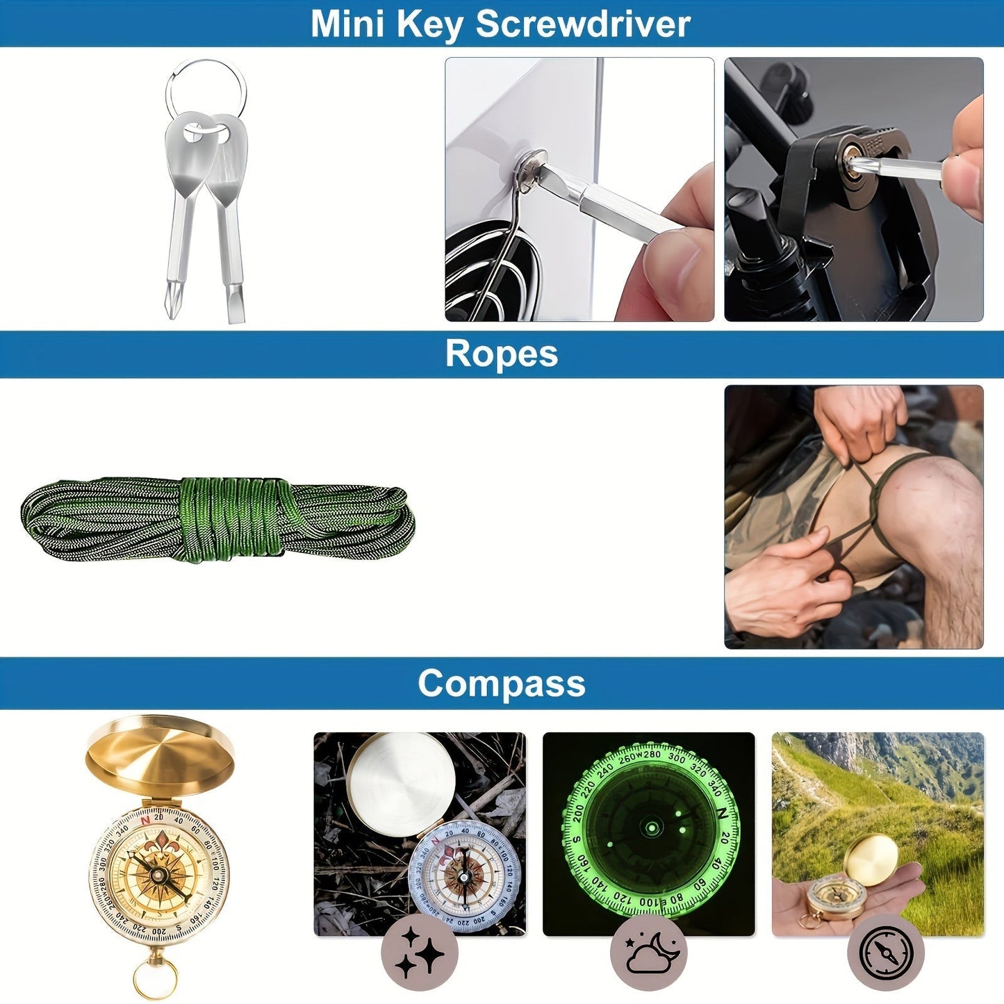 14-in-1 Compact Survival Kit for Outdoor and Emergency Use