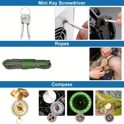14-in-1 Compact Survival Kit for Outdoor and Emergency Use
