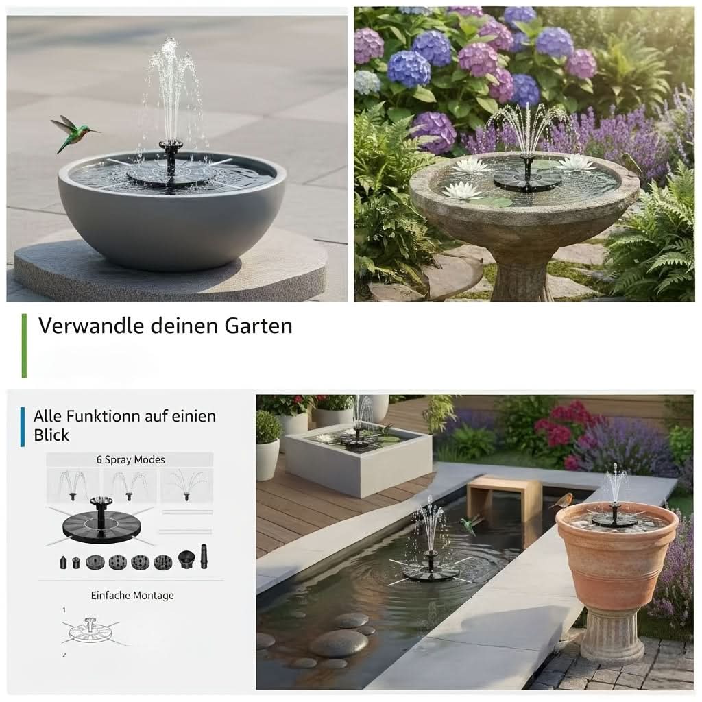 Solar-Powered Fountain Pump for Garden Use