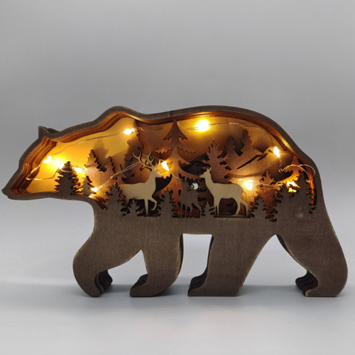 Hand-Carved Wooden Forest Animal Decoration | Natural Elegance & Rustic Charm for Home