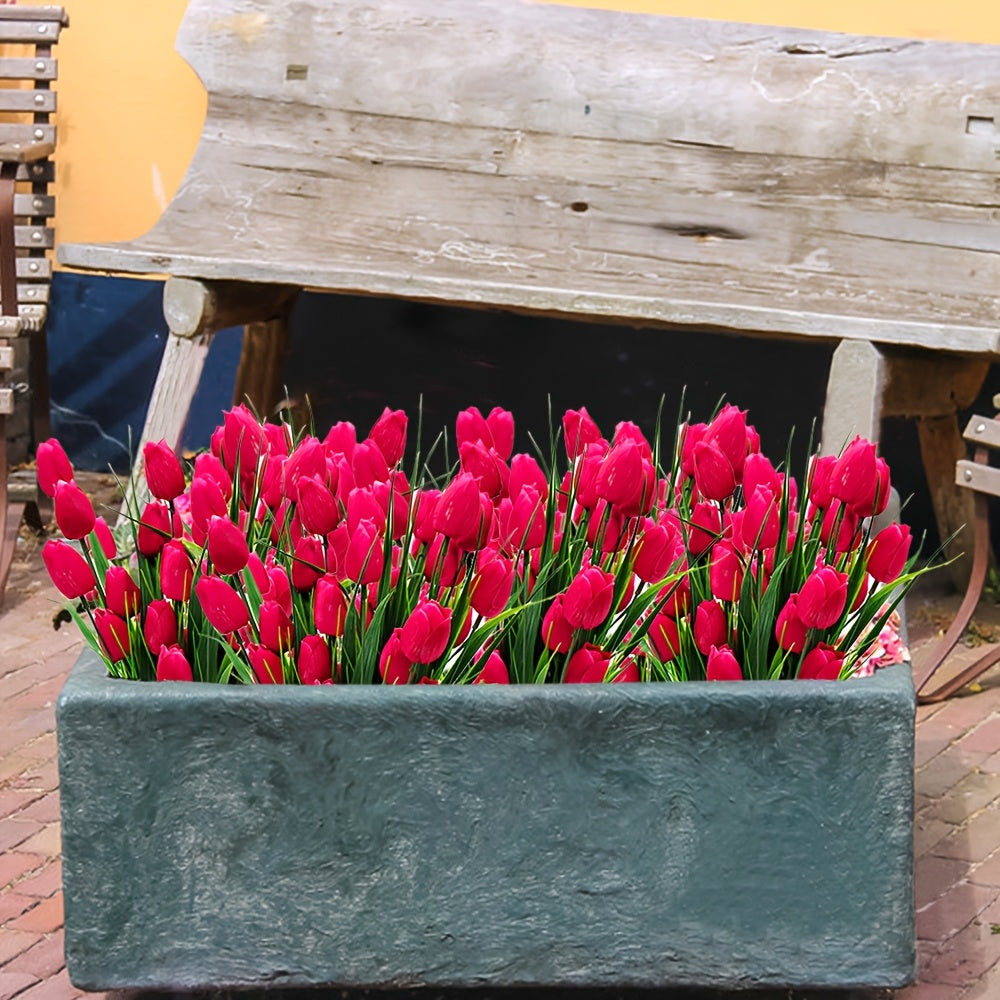 6-Pack Artificial Tulip Bouquets – UV-Resistant and Realistic for Home and Garden Decor