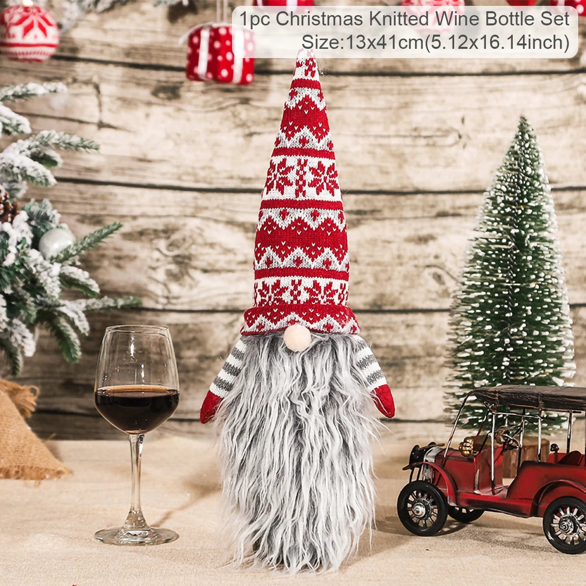 Festive Wine Bottle Cover with Holiday Design - Fabric Sleeve for Wine & Sparkling Wine - Perfect Gift Idea