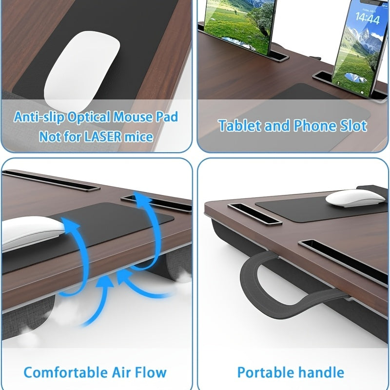 Ergonomic Laptop Stand with Wrist Support and Device Compartments