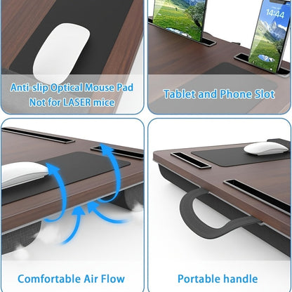 Ergonomic Laptop Stand with Wrist Support and Device Compartments
