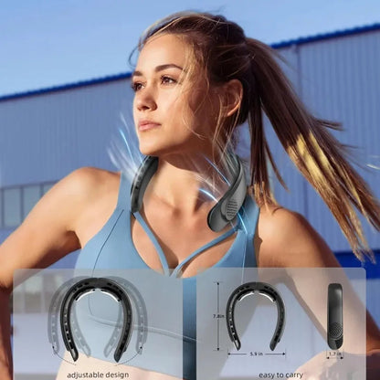Portable Neck Fan with 4-Speed Turbo Airflow | Rechargeable 4000mAh Battery | Bladeless Design with LED Display