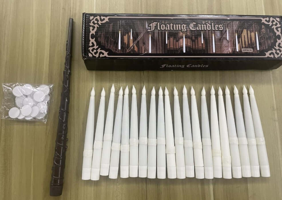 20 Floating LED Taper Candles with Candle Holders and Remote Control