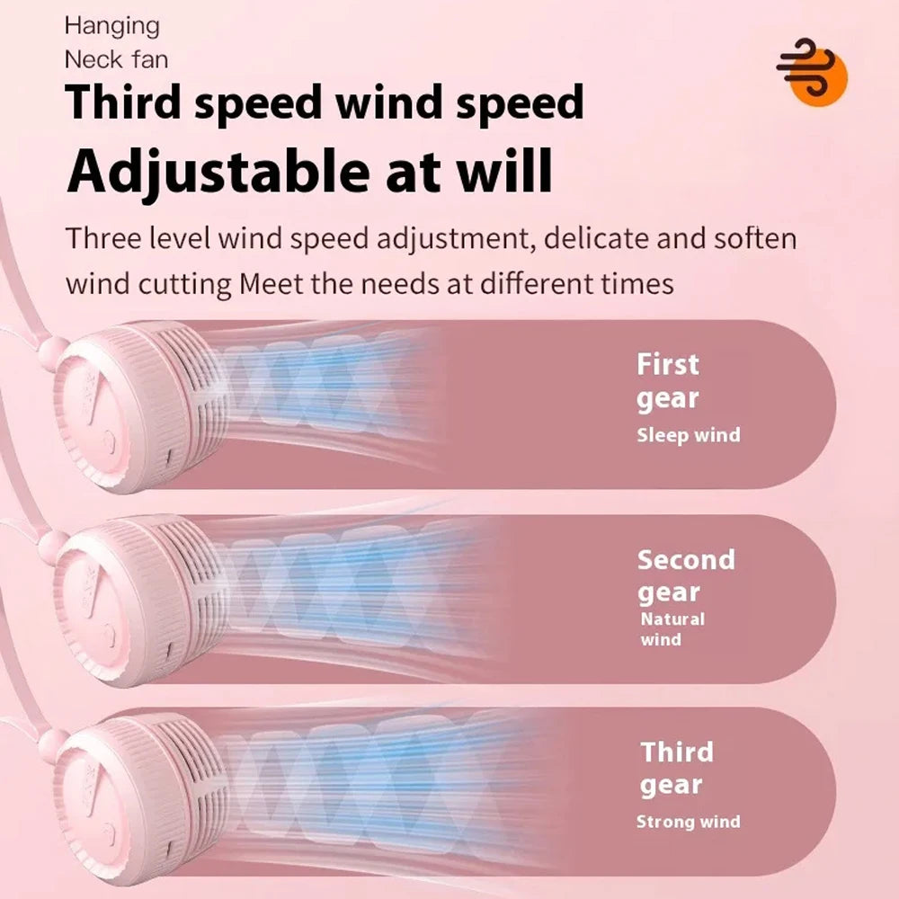 Portable Neck Fan | Rechargeable via USB | 6.4 x 6.4 x 4.8 cm | 3 Speed Settings