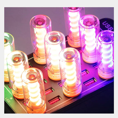 Portable Touch-Dimmable LED Filament Mini Glass Lamp with USB Ambient Light – Perfect for Car, Bedroom & Travel