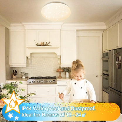 Dimmable 24W LED Ceiling Fixture with Starry Sky Design