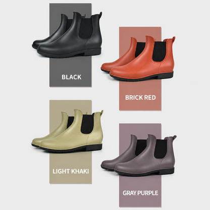 Waterproof Slip-On Ankle Booties for Women - Non-Slip Chelsea Rain Boots