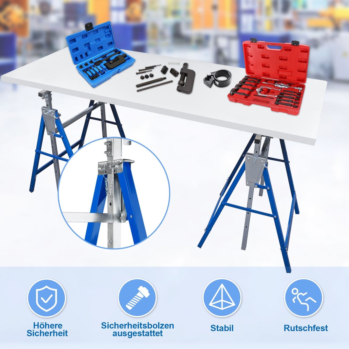 Adjustable Folding Scaffold Stands – Set of 2