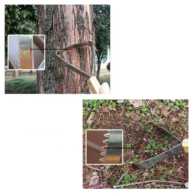 Garden Weeder Tool | Triangular Grass Scraper with Metal Blade and Wooden Handle 26.8 x 12 cm