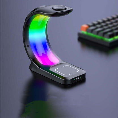 4-in-1 Wireless Charging Station with Atmosphere Light for Smartphones, AirPods Pro, and Apple Watch