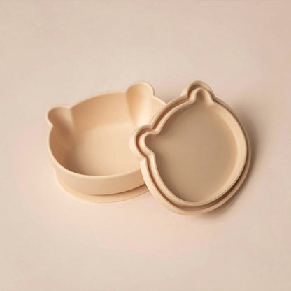 Non-Slip Silicone Baby Feeding Set with Lid and Utensils