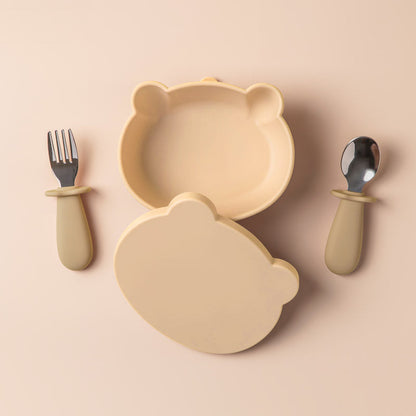 Non-Slip Silicone Baby Feeding Set with Lid and Utensils