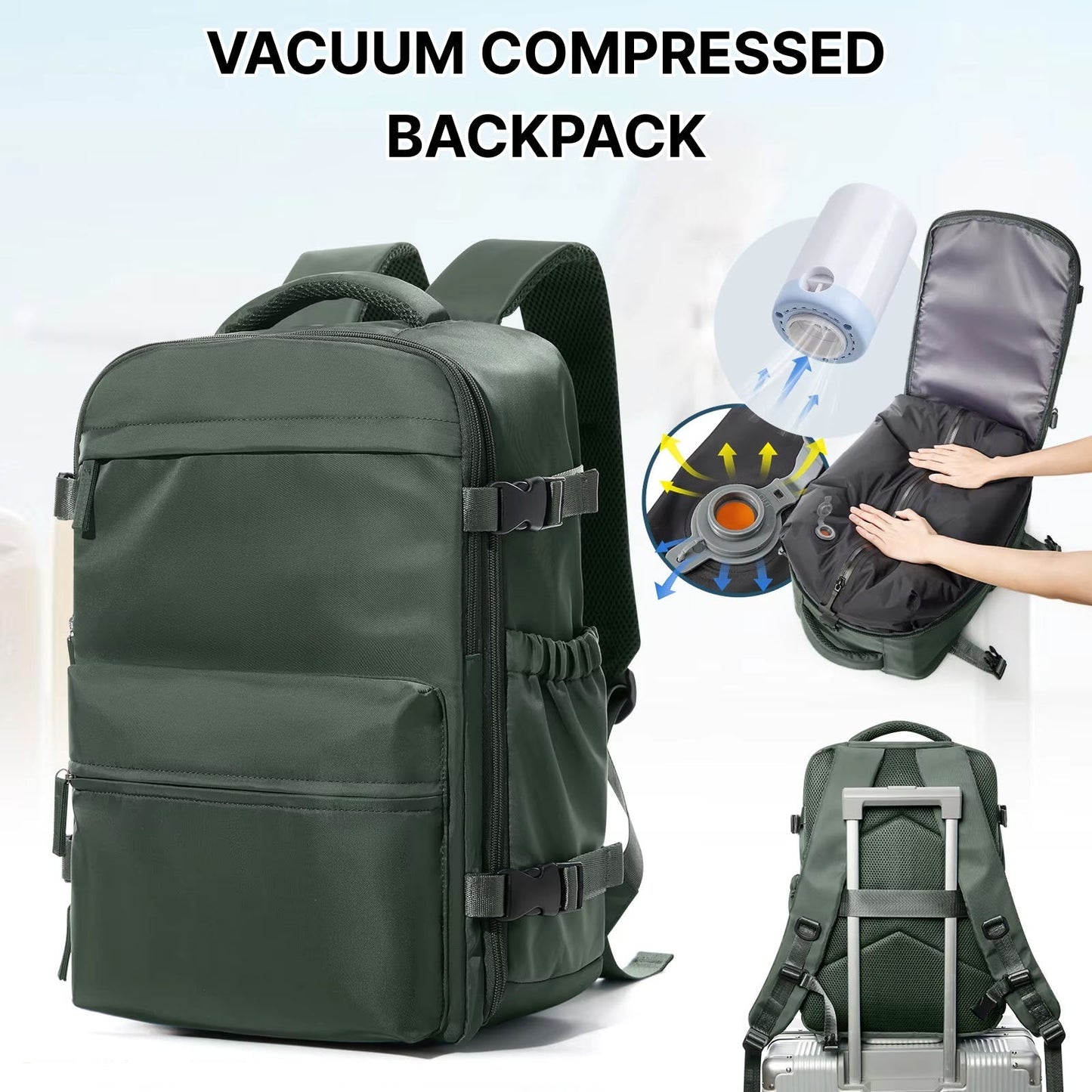 Travel Backpack with Vacuum Compression Feature