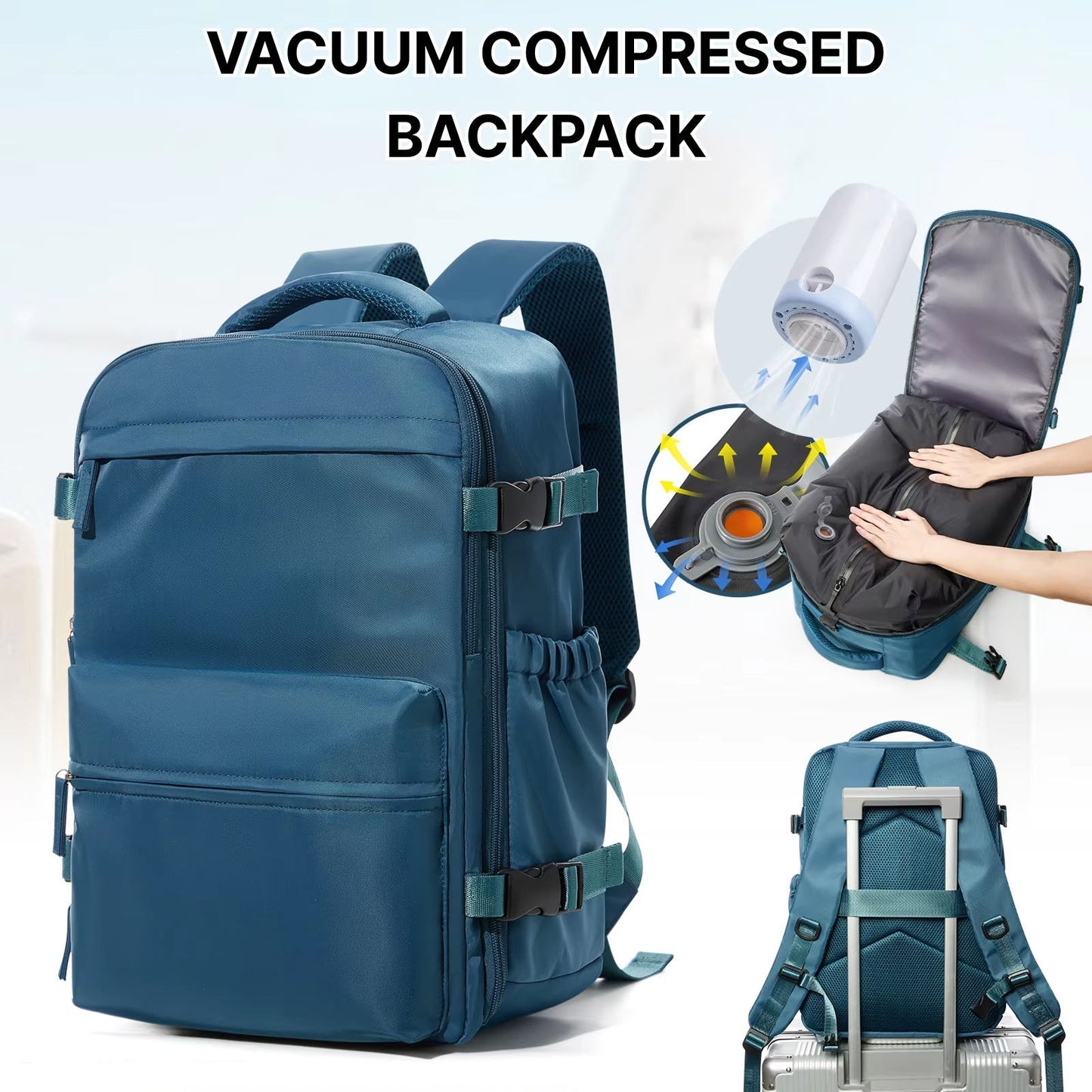 Travel Backpack with Vacuum Compression Feature