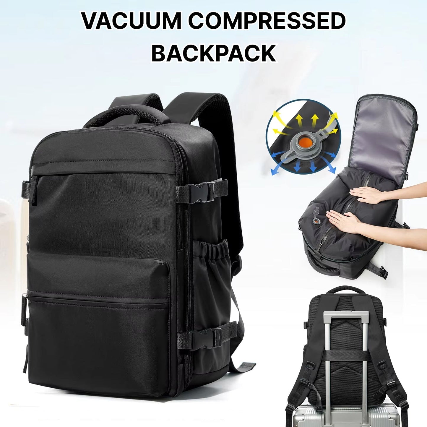 Travel Backpack with Vacuum Compression Feature