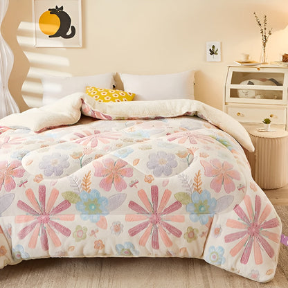Floral Design Flannel Bed Blanket | Soft, Cozy, Skin-Friendly & Easy Care