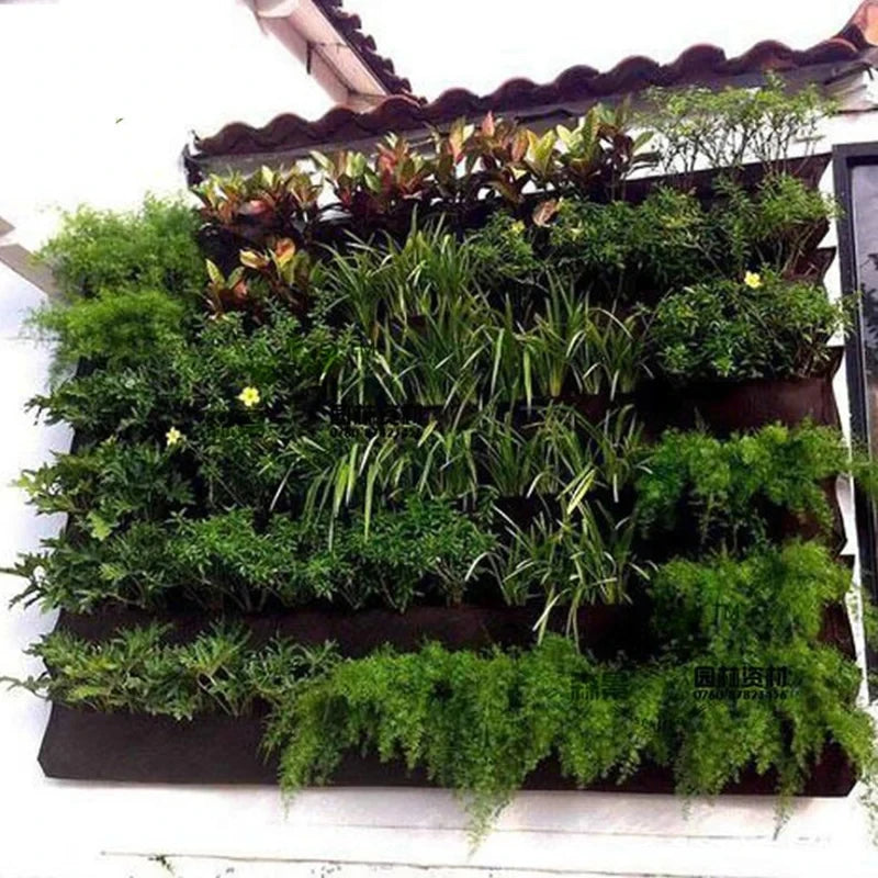 Vertical Plant Pocket for Wall Mounting | Green/Black | 2–12 Compartments