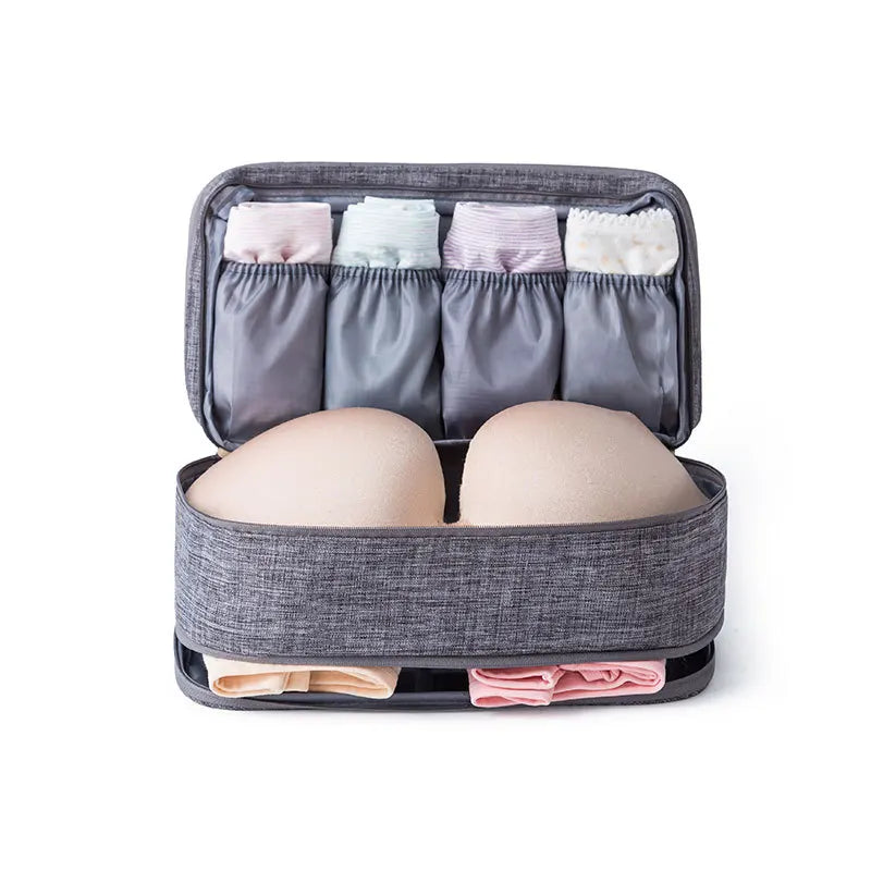 Travel Storage Bag with Multiple Compartments for Lingerie and Cosmetics – Waterproof Polyester