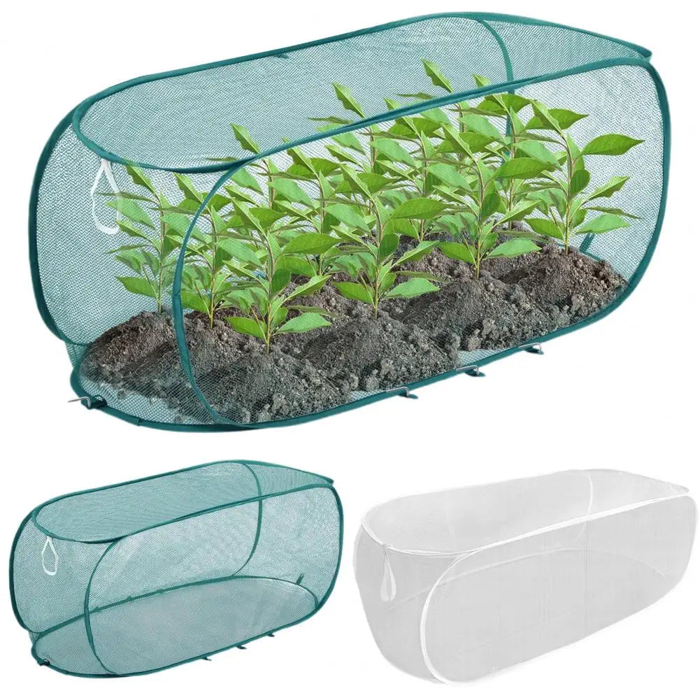 Foldable Plant Cage with Ground Anchors | Garden Raised Bed Protection Net