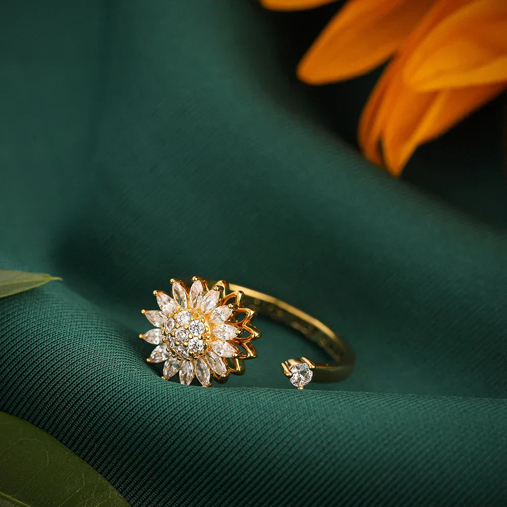 Adjustable Anxiety Ring - Sunflower Crystal | Stainless Steel