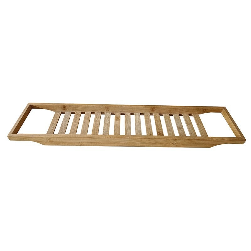 Elegant Bamboo Bathtub Caddy with Slotted Drainage and Comfort Grip