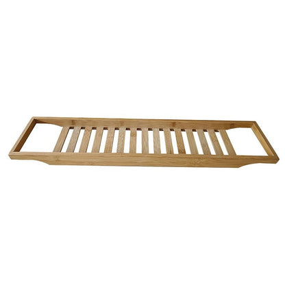 Elegant Bamboo Bathtub Caddy with Slotted Drainage and Comfort Grip