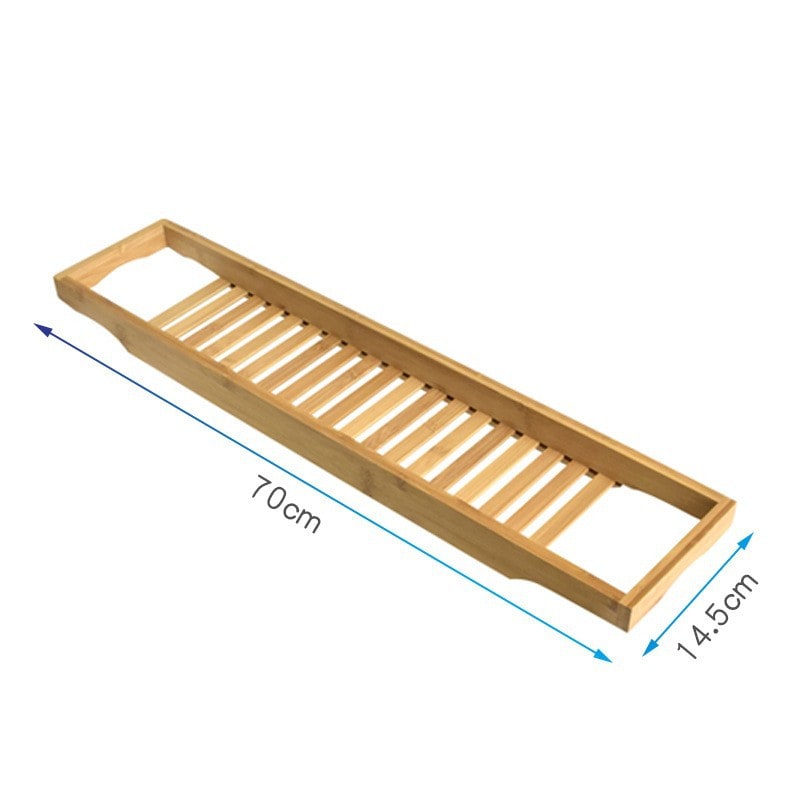 Elegant Bamboo Bathtub Caddy with Slotted Drainage and Comfort Grip