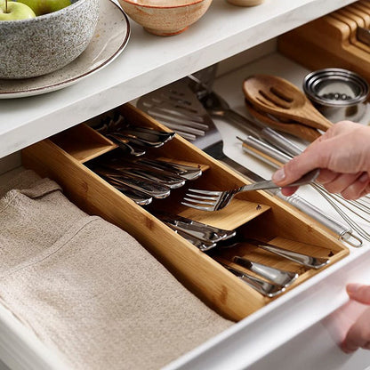 Bamboo Cutlery Organizer – Space-Saving Solution for Kitchen Drawers