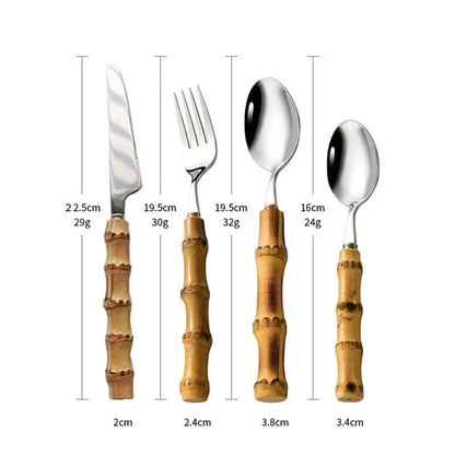 Bamboo Handle Cutlery Set Crafted from Stainless Steel