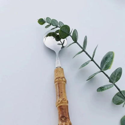 Bamboo Handle Cutlery Set Crafted from Stainless Steel