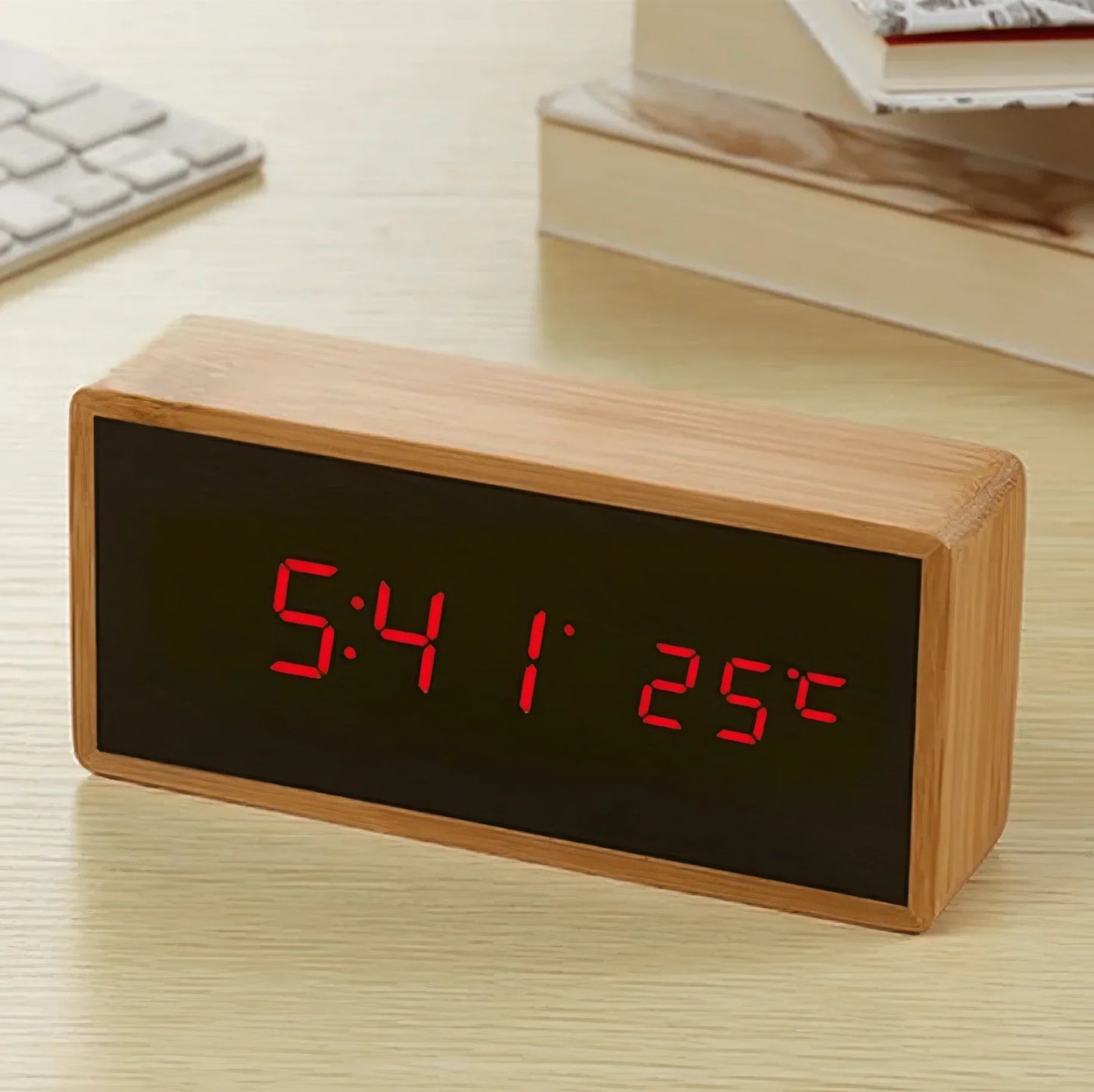 Bamboo Taalita LED Clock Alarm in Eco-Friendly Design