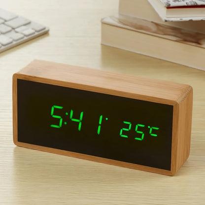 Bamboo Taalita LED Clock Alarm in Eco-Friendly Design