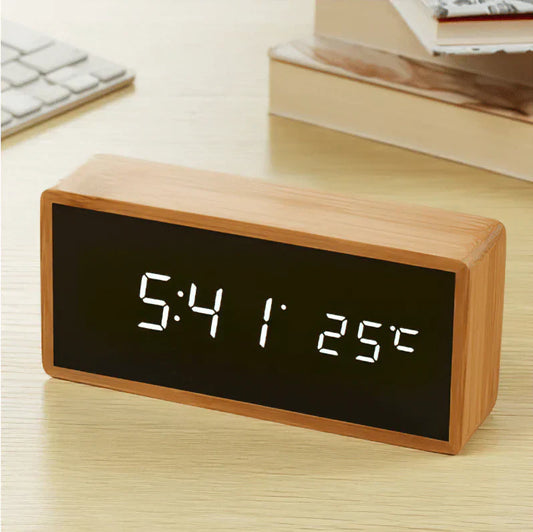 Bamboo Taalita LED Clock Alarm in Eco-Friendly Design