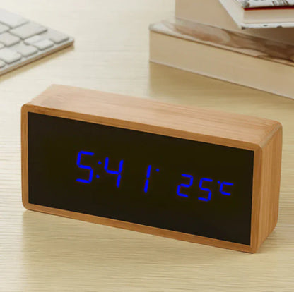 Bamboo Taalita LED Clock Alarm in Eco-Friendly Design