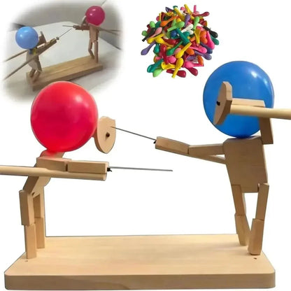 Bamboo Balloon Battle Game | Handmade Wooden Skill Challenge | Includes 100 Balloons – Perfect for Family, Friends & Parties