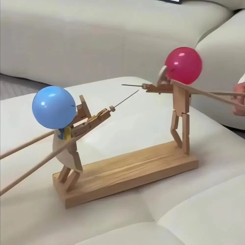 Bamboo Balloon Battle Game | Handmade Wooden Skill Challenge | Includes 100 Balloons – Perfect for Family, Friends & Parties