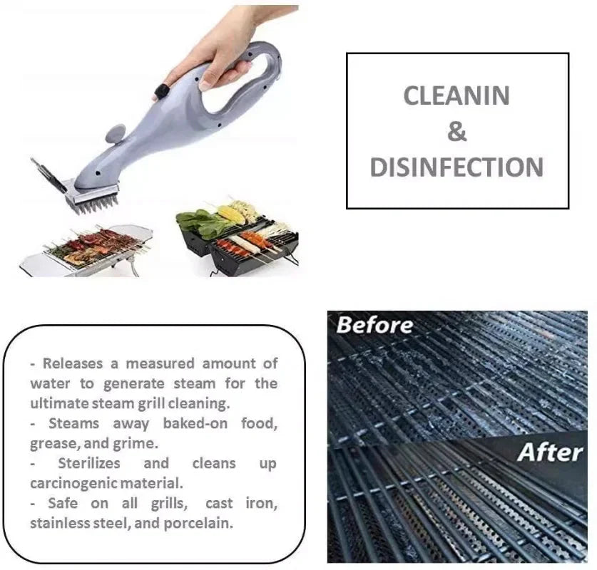 Outdoor BBQ Cleaner Brush for Charcoal Grills - Steam Cleaning Tool