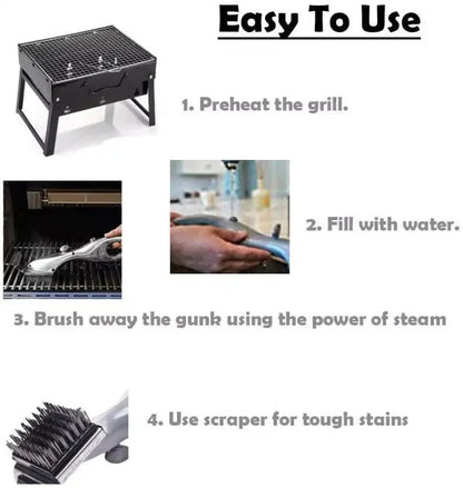 Outdoor BBQ Cleaner Brush for Charcoal Grills - Steam Cleaning Tool