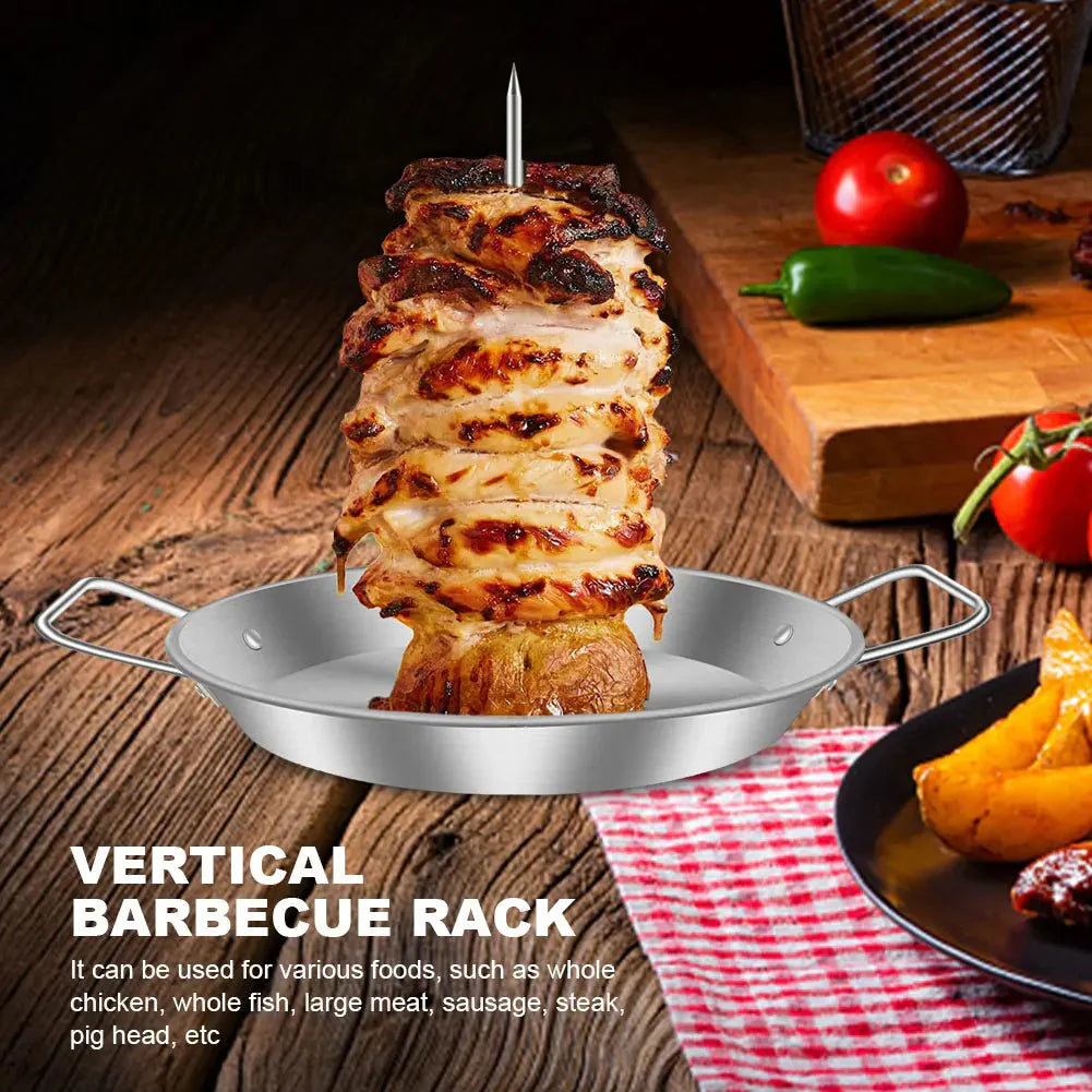 BBQ Grill Chicken Roaster Rack with Bowl for Barbecue Cooking