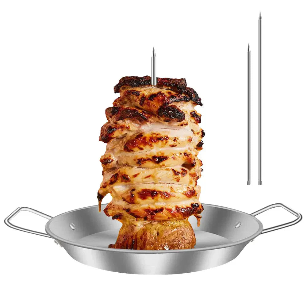 BBQ Grill Chicken Roaster Rack with Bowl for Barbecue Cooking
