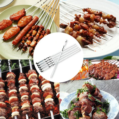 Stainless Steel Skewers for Barbecue - Meat Chunks on Sticks