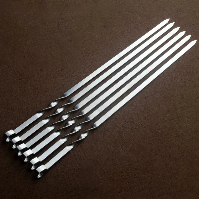 Stainless Steel Skewers for Barbecue - Meat Chunks on Sticks