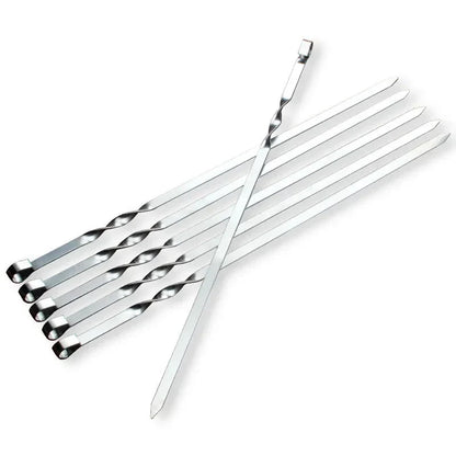 Stainless Steel Skewers for Barbecue - Meat Chunks on Sticks