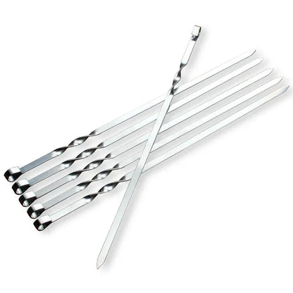 Stainless Steel Skewers for Barbecue - Meat Chunks on Sticks