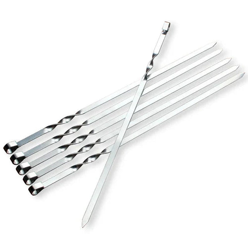 Stainless Steel Skewers for Barbecue - Meat Chunks on Sticks